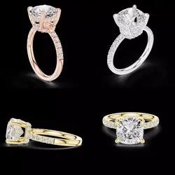 Cushion Cut Double Halo Diamond Ring CAD Model Pro 3D print model