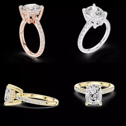 Elongated Cushion Diamond Engagement Ring CAD Model 3D print model