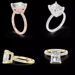 Radiant Cut Double Halo Diamond Ring CAD Model Pro 3D print model