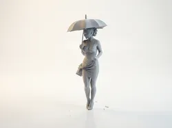 Umbrella Lady Figurine Female Figure 3D Printable