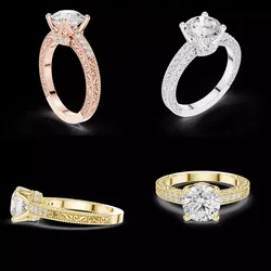 Vintage Round Diamond Ring 3D Model STL File Set 3D print model