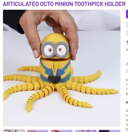 Articulated octo minion toothpick stand