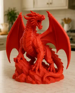 Red Dragon Wyrm on Lava Base