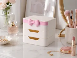 Stackable Blush Bow Vanity Organizer