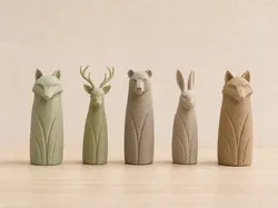 Woodland Spirits – Set of 4 Minimalist Animal Figurines | Fox, Deer, Bear & Rabbit