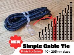 Cable Tie / Tie Organiser Reusable Tidy PETG/TPU 40-205mm Sizes