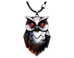 Geometric Metal Owl Pendant Necklace 3D model