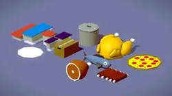 Low Poly Food and Bins