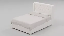 Luxury Wingback Diamond-Tufted Upholstered Bed 02 Low-poly 3D model