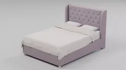 Luxury Wingback Diamond-Tufted Upholstered Bed 03 Low-poly 3D model