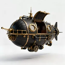 Realistic Steampunk Submarine 3D Model Low-poly 3D model