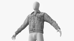 Trucker Jeans Jacket for Men Buttoned-up Grey 3D model