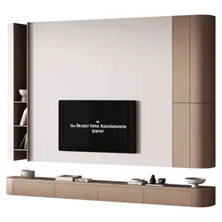 609 tv wall kit 20 minimalist living area curved wood design 3D model