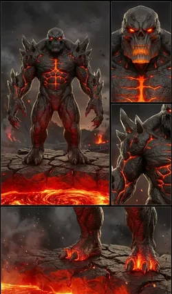 Abyssal Magma Brute   Rigged Obsidian Lava Creature 3D model