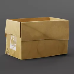 Dirty Rectangle Cardboard Box Open 3D model
