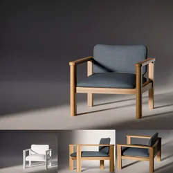 Muted Blue Minimalist Chair 3D model