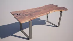 Rustic Live Edge Desk Table 7 Modern Organic Furniture 3D Model Low-poly 3D model