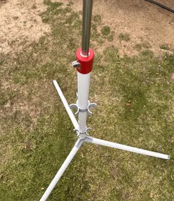 Tripod to convert ground spike ham vertical antenna to POTA Performer