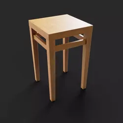 Wood Side Chair Table 3D model