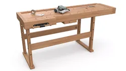 Wooden Workbench with Tools 3D model