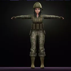 Female Soldier Military Character 3D model