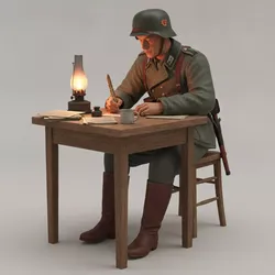 German Soldier Writing a Letter 3D Printable Miniature STL 3D print model