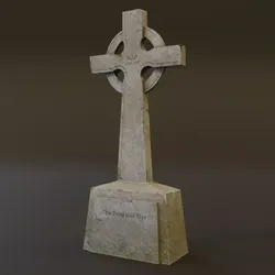 Halloween Grave Stone Cross 3D model