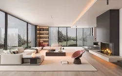 Modern minimalist villa living room interior 3D model
