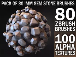 Pack of 80 IMM Gem Stone Brushes Volume 01 Low-poly 3D model