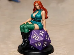 RPG & Magic Lady on a D20 - Free 3D Print Model
