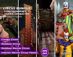 Circus Bundle - 3 Environments of Circus and Clown Character 3D Model Pack