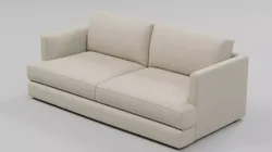 Contemporary Minimalist Low-Back Fabric Sofa 03 - 2-Seater Low-poly 3D model