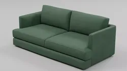 Contemporary Minimalist Low-Back Fabric Sofa 04 - 2-Seater Low-poly 3D model