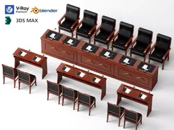 Executive chair set 3D model