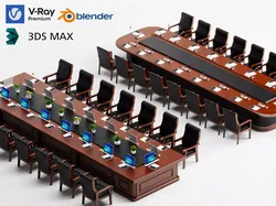 Large Modern Conference Boardroom Set 3D model