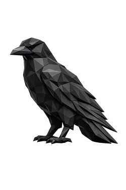 Low Poly Raven Sculpture – Modern Geometric Raven Decor
