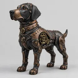 Steampunk mechanischer Hund als Skulptur