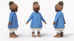 Black Baby Girl Light Skin Outdoor Style A-Pose 3D model