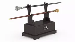 Collector Cane Pair With Wooden Rack 3D model