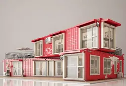 Container Cafe Industrial Shipping Container Patio Furniture 3D model