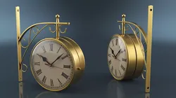 Double Sided Wall Clock with Roman Numerals Gold 3D model