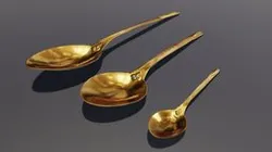 Golden tablespoon, dessert spoon and teaspoon