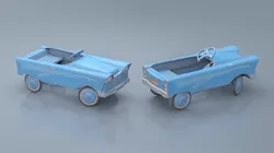 Old Vintage Pedal Car Blue Rigged 3D model