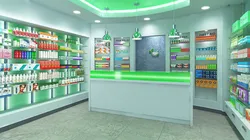 Pharmacy Store Green Interior with Filling 3D model