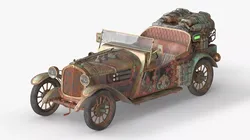 Rusty Old Steampunk Convertible Rigged 3D model