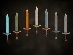 Stylized Fantasy Sword Elemental  Melee Weapons Low Poly Low-poly 3D model