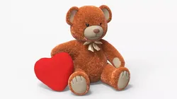 Teddy Bear Toy Brown with Heart Fur for Cinema 4D 3D model