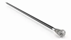 Victorian Walking Cane Silver Handle Black 3D model