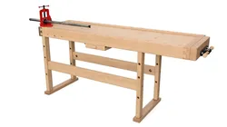 Vise on Working Bench with Pipe 3D model