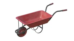 Wheelbarrow Red Low-poly 3D model